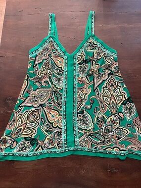 INC International Concepts Green Paisley Camisole with Trim - Size 1X
